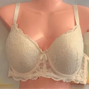B. Luxe Women’s Push Up Underwire Lace Bra Cream Color Size 36D